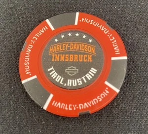 Innsbruck, Austria / Bozen, Italy Harley Davidson Poker Chip / Red & Black - Picture 1 of 3