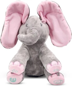 Kaia Peek a Boo Elephant Toy, Interactive Singing Stuffed Elephant Plush with Mo - Picture 1 of 9