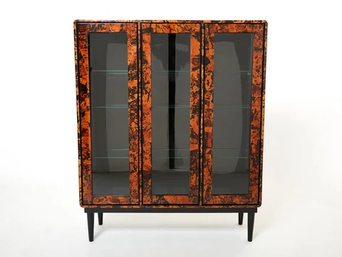 Unique Italian cabinet vitrine tortoise shells by Ottini Milano 1973 Cover