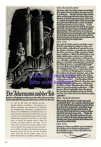 Farmer and the Death XL 1940 page text and print by Otto Kanitzky Brno + - Picture 1 of 3