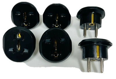 6x Enchufe Adaptador Europeo de EE. UU. EE. UU. Reino Unido AU a Europa UE Pin Redondo 5MM E/F 6PK Foto 1 de 4