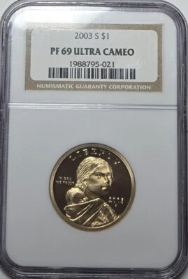 2003 S Sacagawea Dollar NGC PF 69 Ultra Cameo Sharp Detail Coin #A-224 - Image 1 of 2