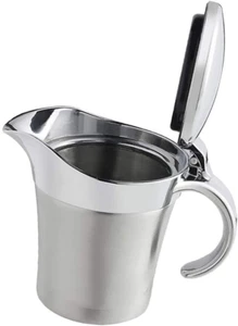 Double Insulated Gravy Boat - Stainless Steel Sauce Jug with Hinged Lid Hinged - Picture 1 of 12