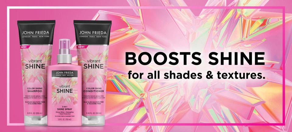 FULL SET JOHN FRIEDA Vibrant SHINE Shampoo + Conditioner AND 3-in-1 shine spray - Image 1 of 1