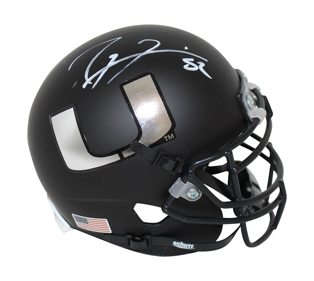 Ray Lewis Autographed Signed Miami Hurricanes Schutt Black Mini Helmet Beckett 