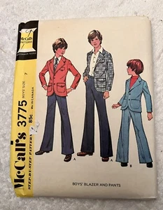 3775 Vintage McCalls SEWING Pattern Boys 1970s Blazer Pants Jacket Size 7 UNCUT - Picture 1 of 3