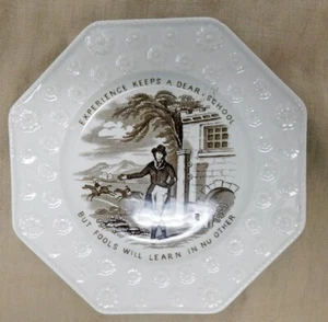 1840's 6.25" Plate Poor Richard's Almanac Experience Keeps Dear School Proverbs - Picture 1 of 23