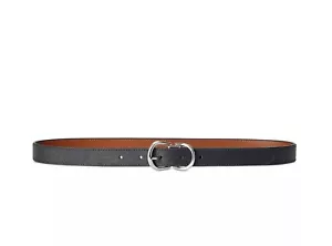 LAUREN Ralph Lauren Women's Reversible Crosshatch Leather Belt Size M Black/Tan - Picture 1 of 3