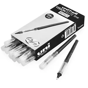 Uni-Ball Vision Elite Pen Refills - 0.8mm Fine - Liquid Ink - Black - Pack of 12 - Picture 1 of 4