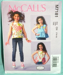 Prendas para el torso sin cortar McCalls Laura Lee niñas 7,8,10 verano sin mangas con volantes patrón 7181 - Imagen 1 de 2