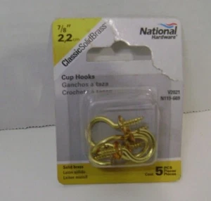 National Hardware N119-669 massives Messing V2021 Tassenhaken 7/8 Zoll 5 Stk. - Bild 1 von 1