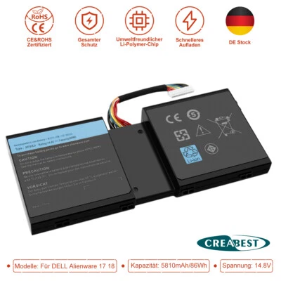 14.8V 5810mAh Akku Für Dell Alienware 18 18X M18X-R3 17 17X M17X-R5 02F8K3 KJ2PX - Bild 1 von 4
