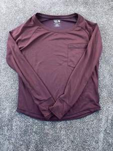 Mountain Hardwear Shirt Mens M Crew Neck Jersey Long Sleeve Outdoor Maroon - Picture 1 of 9