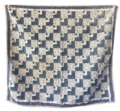 Hand Made Baby Quilt or Throw Quilt 53 x 47" Blue Green Lavender - Image 1 of 2