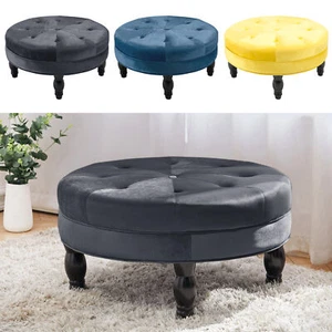 75cm Large Velvet Sofa Round Side Coffee Table Padded Ottoman Footstool Seat - Picture 1 of 13