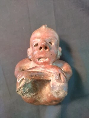 Figura Sentada Cerámica Colima Precolombina De Colección Terracota Roja México Foto 1 de 4