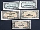 1942 Japanese Occupation Philippines 1 And 10 Centavos Lot Of 5 P#102a P#104a