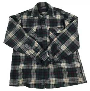 Pendleton Shirt Men’s Medium Vintage Wool Stripe Green Red Plaid Pockets M USA - Picture 1 of 7