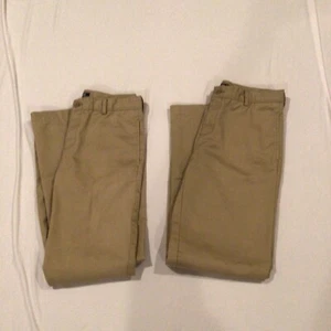 LOT of 2 Pair Lands' End Boys Tan Iron Knee Wrinkle Resistant Pants Sz 16 x 29 - Picture 1 of 9