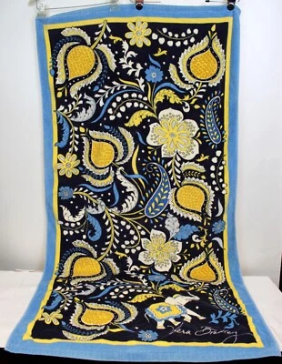 Vera Bradley Beach Towel Ellie Elephant Blue Yellow Floral Summer Spring Sea - Image 1 of 4