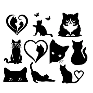 Selection of 11 Cat Stickers - Wall Decals - Light Switch - Bottle Sticker -Pack - Picture 1 of 14