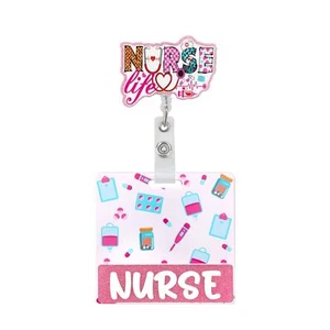 Nurse Badge Reel Set Retractable Nurse Badge Clip with Badge Buddy Card Funny... - Picture 1 of 7