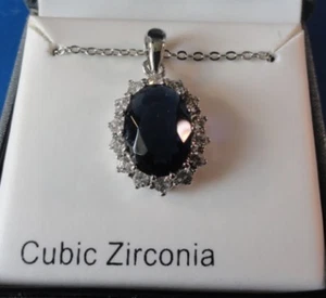 Nuevo Collar Directions Azul Zafiro y Circonio Circoniástico - Nuevo en Caja - Longitud Ajustable - Imagen 1 de 5