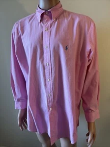 Polo Ralph Lauren rosa a quadri camicia con bottoni uomo manica lunga tg 16 1/2 32-33 - Foto 1 di 9