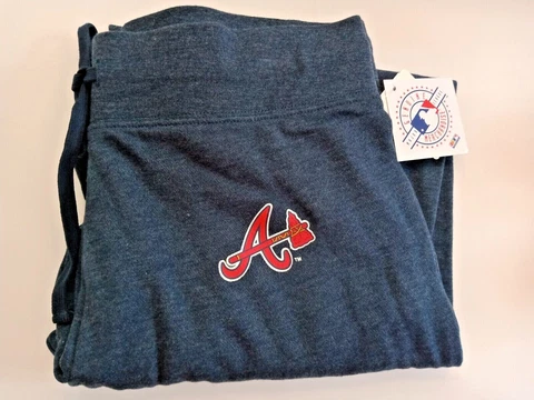 Atlanta Braves Genuine MLB Sweatpant Lounge Jogger Ladies Navy Heather NWT SOFT Cover