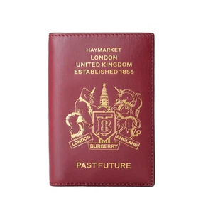 Burberry Vine Red100% Leather Passport Cover - Picture 1 of 4