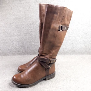 Natural Soul Bridget Boots Womens 7M Brown Faux Leather Tall Rider Casual - Picture 1 of 10