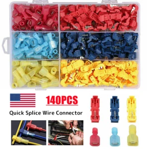 140Pcs T-Tap Terminali a Crimpare Filo Elettrico Giunzione Rapida Cavo Connettore Kit UK - Foto 1 di 11