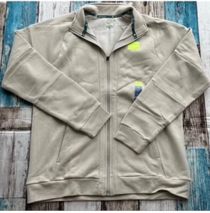 NEW large tek gear men’s fleece jacket Tan Full Zip Pit 23 Length 28 - Picture 1 of 4