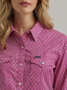 WRANGLER KLEID KNOPF LILA DRUCK - DAMEN SHIRT - Bild 1 von 3