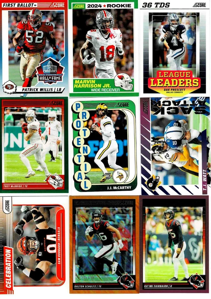 Single Card - 2024 Score Football Insert & Parallel Cards - You Pick! $1 Ship - Image 1 of 1