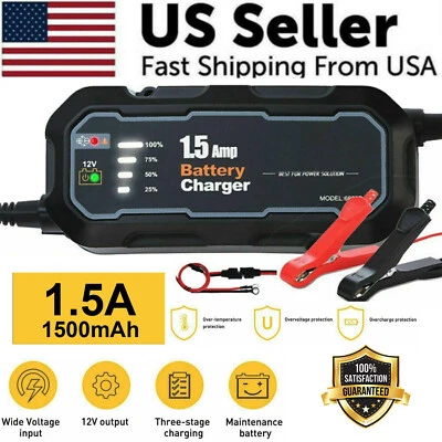 1500mAh Automatic Smart Battery Charger 12V Portable Car Auto Trickle Maintainer - Image 1 of 4