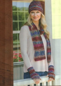 WINTER WARMERS HONEYCOMB SET HAT SCARF MITTS WOMENS CROCHET PATTERN INSTRUCTIONS - Picture 1 of 1