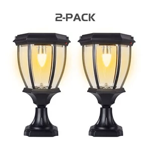 Kendal Outdoor 2 Pieces Solar Post Lights Waterproof Solar Pillar Light w/ Glass - Picture 1 of 8