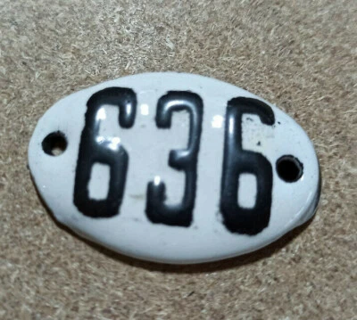 Letrero esmaltado vintage número 636 placa de puerta de la Casa Blanca metal porcelana estaño Foto 1 de 3