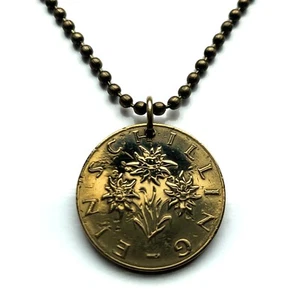 1966 Austria 1 Schilling coin earrings Edelweiss flower Alpine Vienna n000443 - Picture 1 of 6