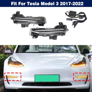 LED DRL Daytime Running Light Front Driving Fog Lamp For Tesla Model 3 2017-2022 - Picture 1 of 19