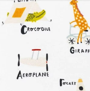 LIL' POP SNUGGLE FLANNEL Sewing Fabric 1.167 Yds (42") x 42" ABC ICONS on White - Picture 1 of 4