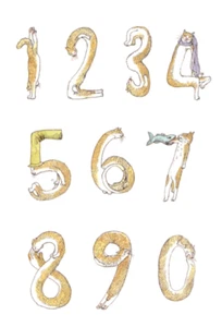 Postal japonesa: números hechos con gatos 1 - 9 - Higuchi Yuko - Imagen 1 de 2