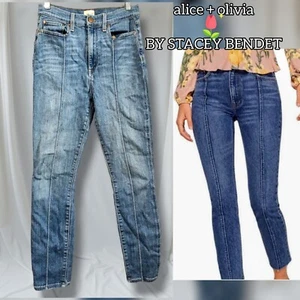 Alice + Olivia AO.LA Good High Rise Pintuck Crop Skinny Jeans, 28 - Picture 1 of 9