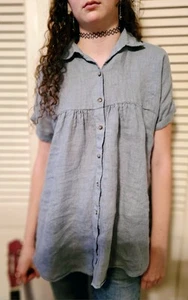 Zara 100% Linen Button Up Girls Shirtdress Or Blouse 8-9 - Picture 1 of 3