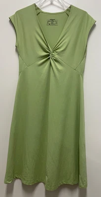 PATAGONIA DRESS - Green Nylon Knit Empire Knee Length Pullover Shift, Large - Image 1 of 4