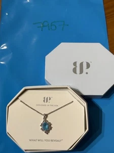 Neu im Karton Bombe Party Halskette 18" RBP5708 Steal Me Away LC Aqua Bl Quarz Rhodium P - Bild 1 von 3