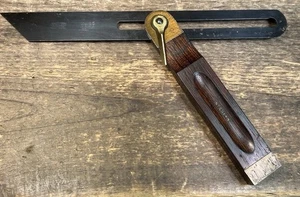 Vintage STANLEY No. 25 Brass & Rosewood Sliding T-Bevel Square 10" Inch - Picture 1 of 9
