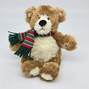 Gund Winter Fleming Jr. Plush Brown Teddy Bear Red and Green Scarf EUC 88702 - Picture 1 of 7