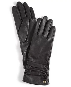 Cole Haan Damenhandschuh schwarz Leder gerafft Größe M Sku 0011 - Bild 1 von 1